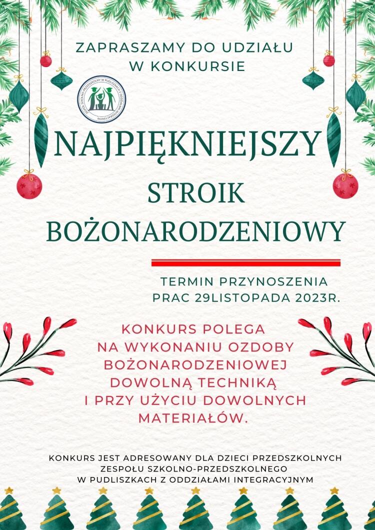 Konkurs Najpi Kniejszy Stroik Bo Onarodzeniowy Przedszkole